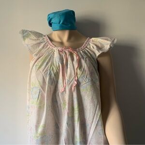 Vintage | Nightgown | Floral wing sleeves | Floor length